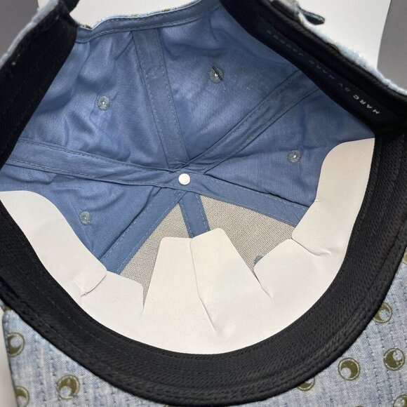 Marc Jacobs Blue Indigo Multi Men's Hat w/ Adjustable Leather Strap - NWT - Picture 4 of 5